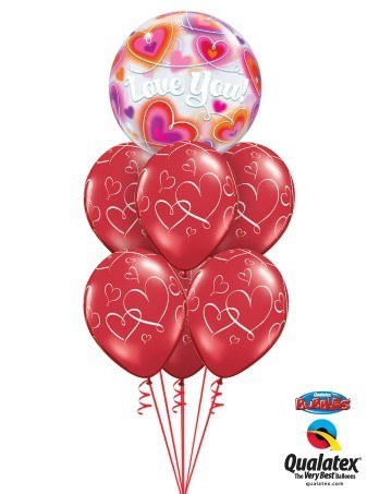 Bukiet 145 Love You Doodle Hearts Qualatex #34072 40862-6