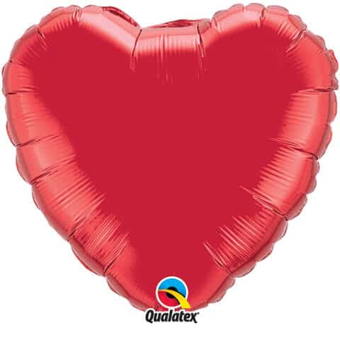 18" / 46cm Solid Colour Heart Ruby Red Qualatex #99594