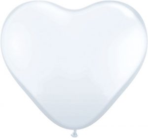 11″ / 28cm Solid Colour Heart Latex White Qualatex #43735-1