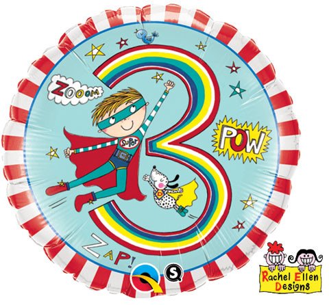 18" / 46cm Rachel Ellen - Age 3 Super Hero Stripes Qualatex #23848