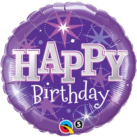 18" / 46cm Birthday Purple Sparkle Qualatex #37928