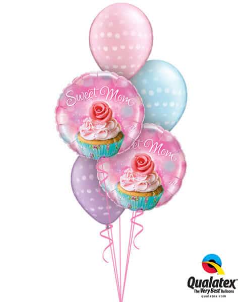 Bukiet 249# - 18" / 46cm To a Wonderful Mum Cupcake Qualatex #90585_2, 14248_3