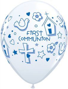 11" / 28cm 25ct / 25szt First Communion Symbols - Boy Qualatex #60983