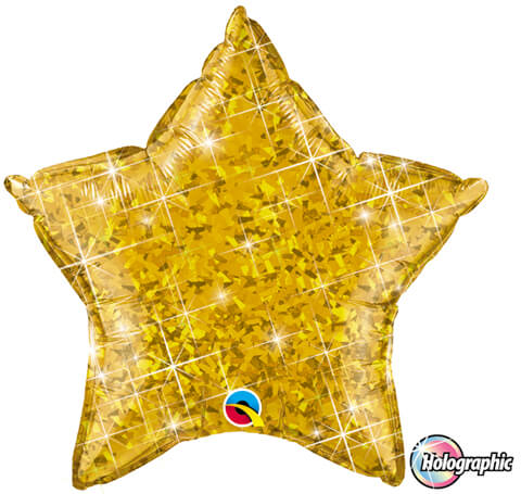 20" / 51cm Holographic Solid Colour Star Gold Qualatex #41271