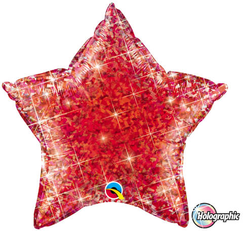 20" / 51cm Holographic Solid Colour Star Jewel Red Qualatex #41280