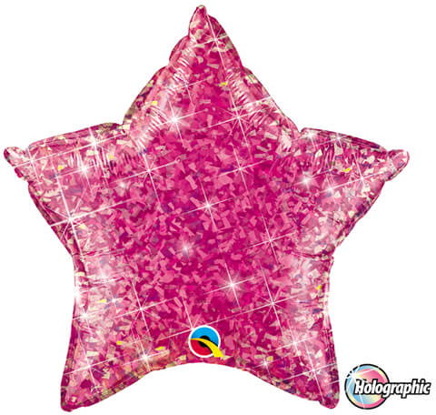 20" / 51cm Holographic Solid Colour Star Jewel Magenta Qualatex #41296