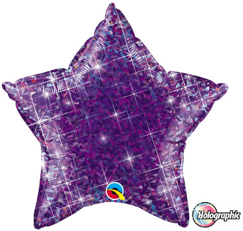 20" / 51cm Holographic Solid Colour Star Jewel Purple Qualatex #41309