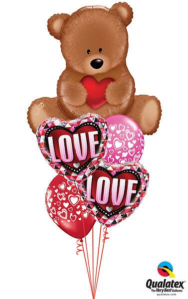 Bukiet 505# - 35″ / 89cm Teddy Bear Love Qualatex #16453, 46073_2, 40863_2
