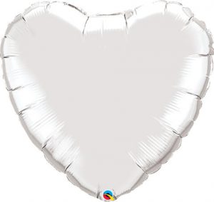 36″ / 91cm Solid Colour Heart Silver Qualatex #12659