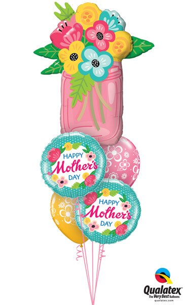 Bukiet 596 Mother's Day Mason Jar Qualatex #47583 47380-2 48370-2