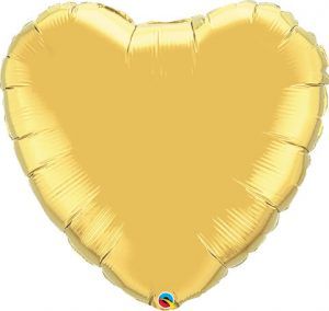 18″ / 46cm Solid Colour Heart Metallic Gold Qualatex #99597