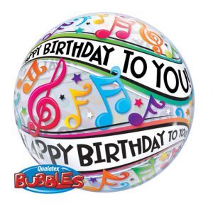 22" / 56cm Happy Birthday To You Music Notes Qualatex #13795