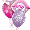 Bukiet 549 Baby Girl Springtime Stripes Qualatex #14400-2 18507-3