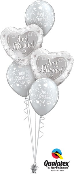 Bukiet 558 Just Married Hearts Qualatex #15816-2 19136-3