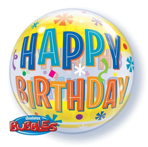 22" / 56cm Birthday Fun & Yellow Bands Qualatex #16657