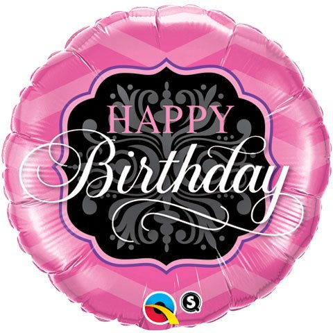 18" / 46cm Birthday Pink & Black Qualatex #16702