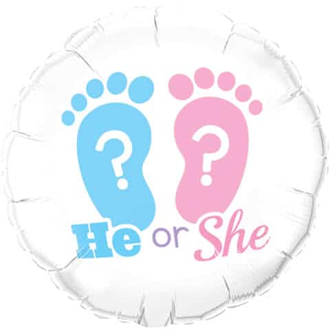 18" / 46cm He Or She? Footprints Qualatex #17079