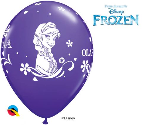 11" / 28cm Anna, Elsa, & Olaf Asst of Wild Berry, Purple Violet, Caribbean Blue, Robin's Egg Blue Qualatex #18675-1