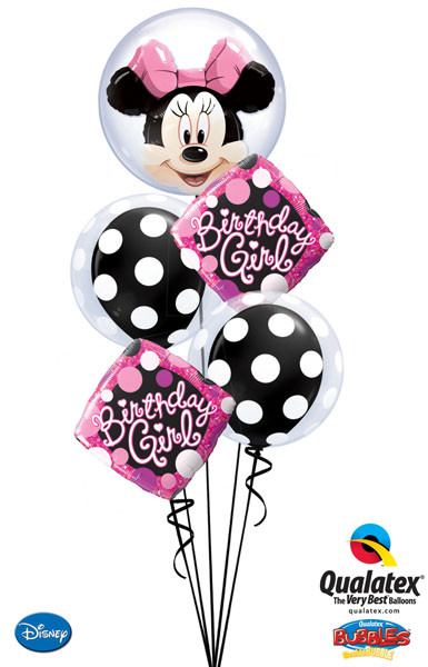 Bukiet 10 Double Bubble Disney Minnie Mouse Qualatex #27568 16872-2 29592-2 43737-2