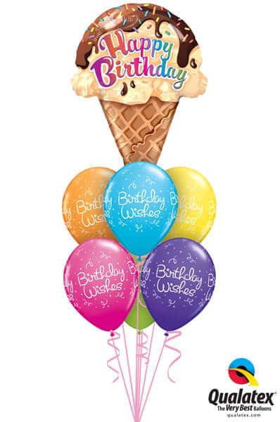 Bukiet 182 Birthday Ice Cream Cone Qualatex #16400 43075-6