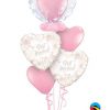 Bukiet 42 Deco Bubble Elegant Roses & Butterflies Qualatex #29718 31082-2 43727-2