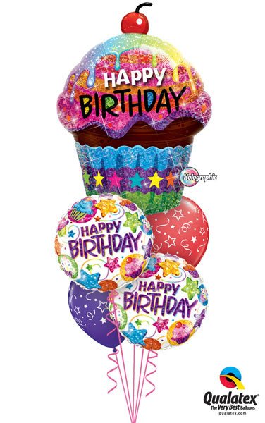 Bukiet 11 Birthday Dazzling Cupcake Qualatex #16085 41438-2, 87291-2