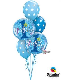 Bukiet 190 1st Birthday Stars Blue Qualatex #41592-2 18449-3