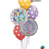 Bukiet 83 Rachel Ellen - Birthday Polka Dots & Stripes Qualatex #50404-2 14248-3