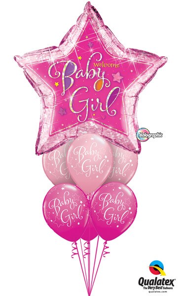 Bukiet 307 Welcome Baby Girl Stars Qualatex #16577 51814-6
