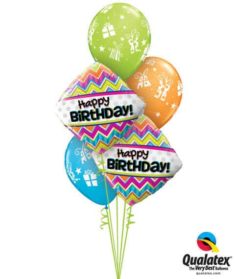 Bukiet 211 Birthday Chevron Patterns Qualatex #14687-2 60131-3