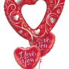 Bukiet 39 Hearts & Filigree Red Qualatex #16441 29133-2