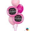 Bukiet 213 Birthday Pink & Black Qualatex #16702-2 25588-3