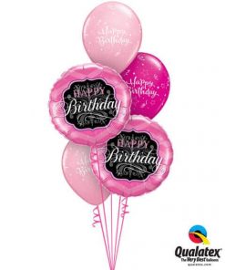 Bukiet 213 Birthday Pink & Black Qualatex #16702-2 25588-3