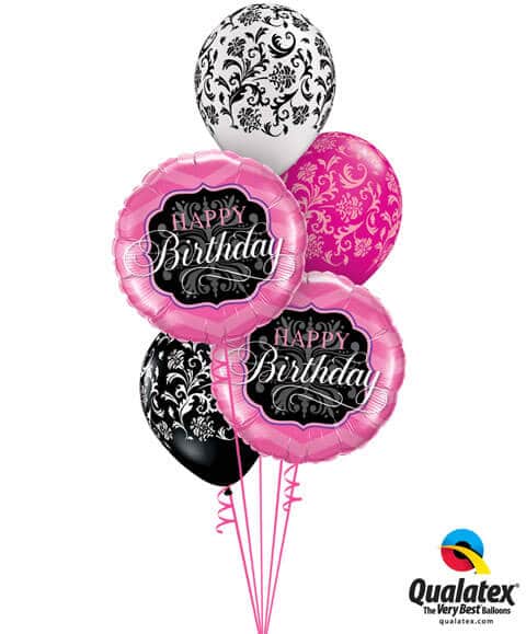 Bukiet 214 Birthday Pink & Black Qualatex #16702-2 76881-3