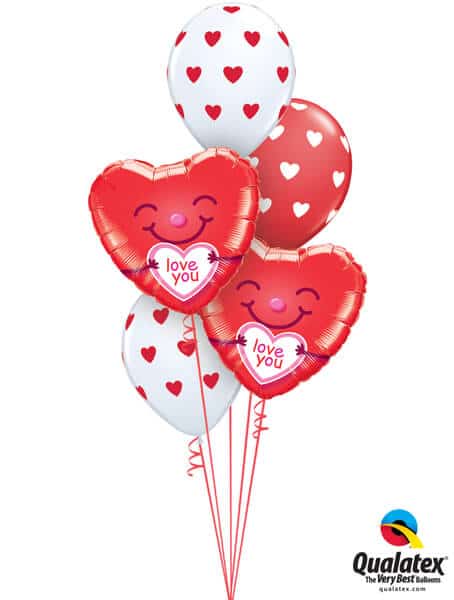 Bukiet 509 Love You Smiley Heart Qualatex #21823-2 76928-3