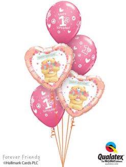 Bukiet 308 Forever Friends - Birthday Bear Girl Qualatex #45353-2 41185-3