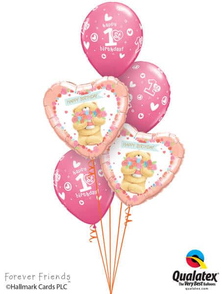 Bukiet 308 Forever Friends - Birthday Bear Girl Qualatex #45353-2 41185-3