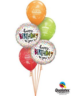 Bukiet 327 Birthday Sprinkled Dots Qualatex #28126-2 43059-3