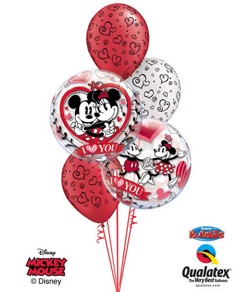 Bukiet 138 Disney Mickey & Minnie I Love You Qualatex #21892-2 90570-3