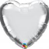 18" / 46cm Solid Colour Heart Metallic Silver Qualatex #99600