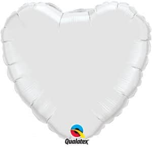 9" / 23cm Solid Colour Heart White Qualatex #24111