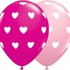11" / 28cm Big Hearts Asst Pink & Wild Berry Qualatex #27051-1