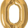 34" / 86cm Number Zero Metallic Gold Qualatex #30469