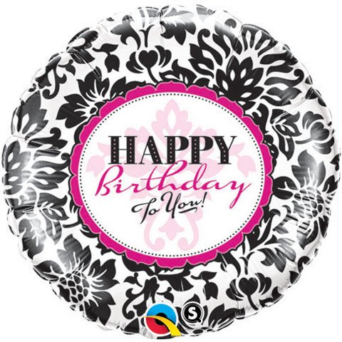 9" / 23cm Birthday Elegant Damask Qualatex #41928