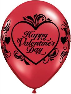 11" / 28cm Valentine"s Filigree Ruby Red Qualatex #35127-1