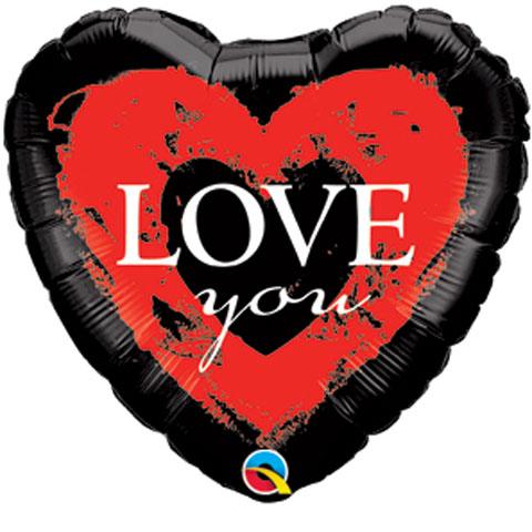 9" / 23cm Love You Red & Black Qualatex #40096