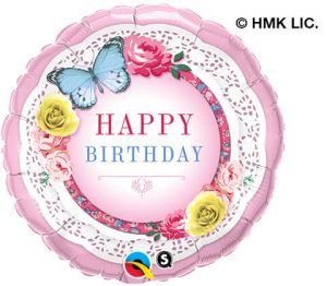 18" / 46cm Birthday Butterfly & Roses Qualatex #45368