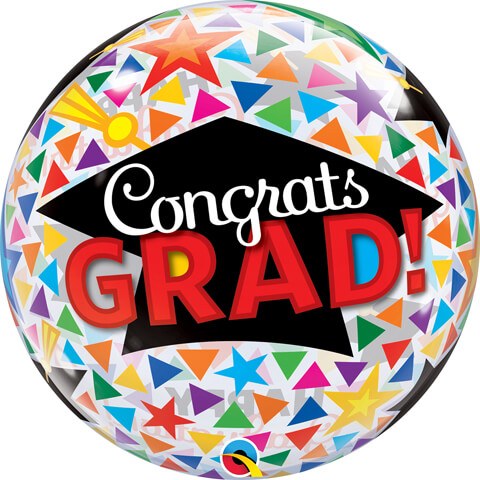 22" / 56cm Congrats Grad Caps & Triangles Qualatex #47366