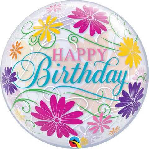 22" / 56cm Birthday Flowers & Filigree Qualatex #49087