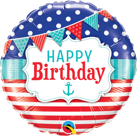 18" / 46cm Birthday Nautical & Pennants Qualatex #49178